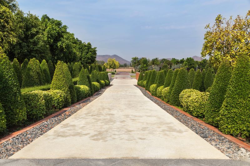 Trimmed Bushes Along Pathway